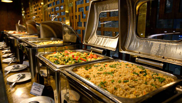 Technical support team group photo at dinner party